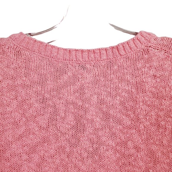 Reimagined by J Crew Size XL Sweater V-neck Slub Knit Cotton Blend Textured Pink - Picture 7 of 11